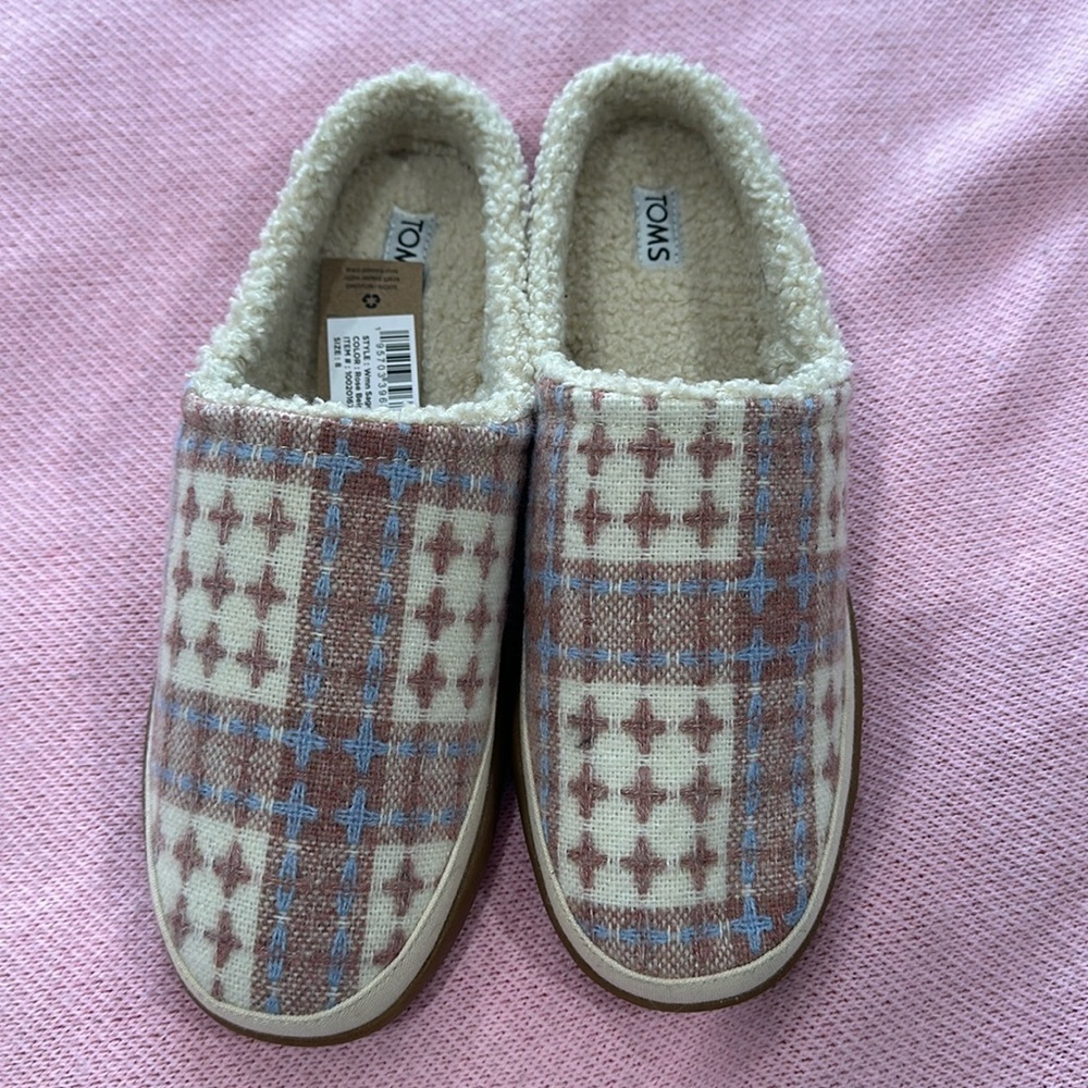 Toms sage pink plaid faux